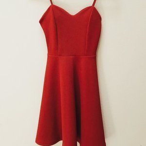 Red Padded Mini Party Dress-Size: XS